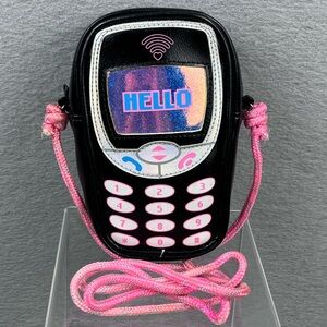 Late 90s Y2K Vintage Claires Retro Black and Pink Cell Phone Girls Sholder Bag